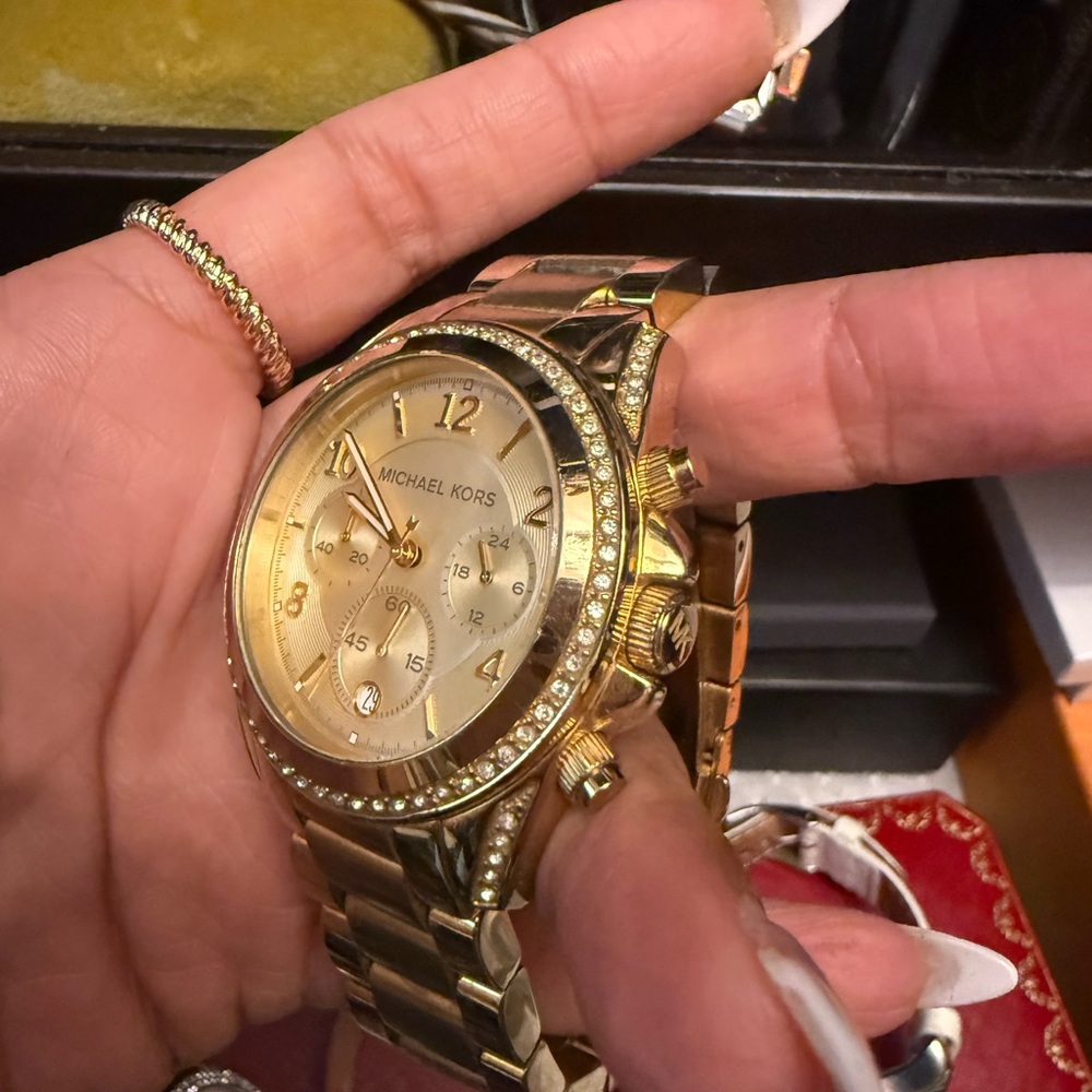 Michael Kors Gold Watch with Crystal Accents - Picture 3 of 4